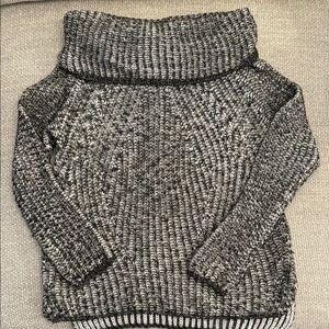 Express Gray Cowl Neck Sweater with Chunky Knit and Textured Design